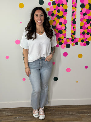 The Alia Airflow V-neck Top - White