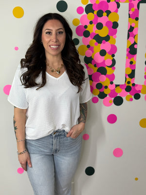 The Alia Airflow V-neck Top - White