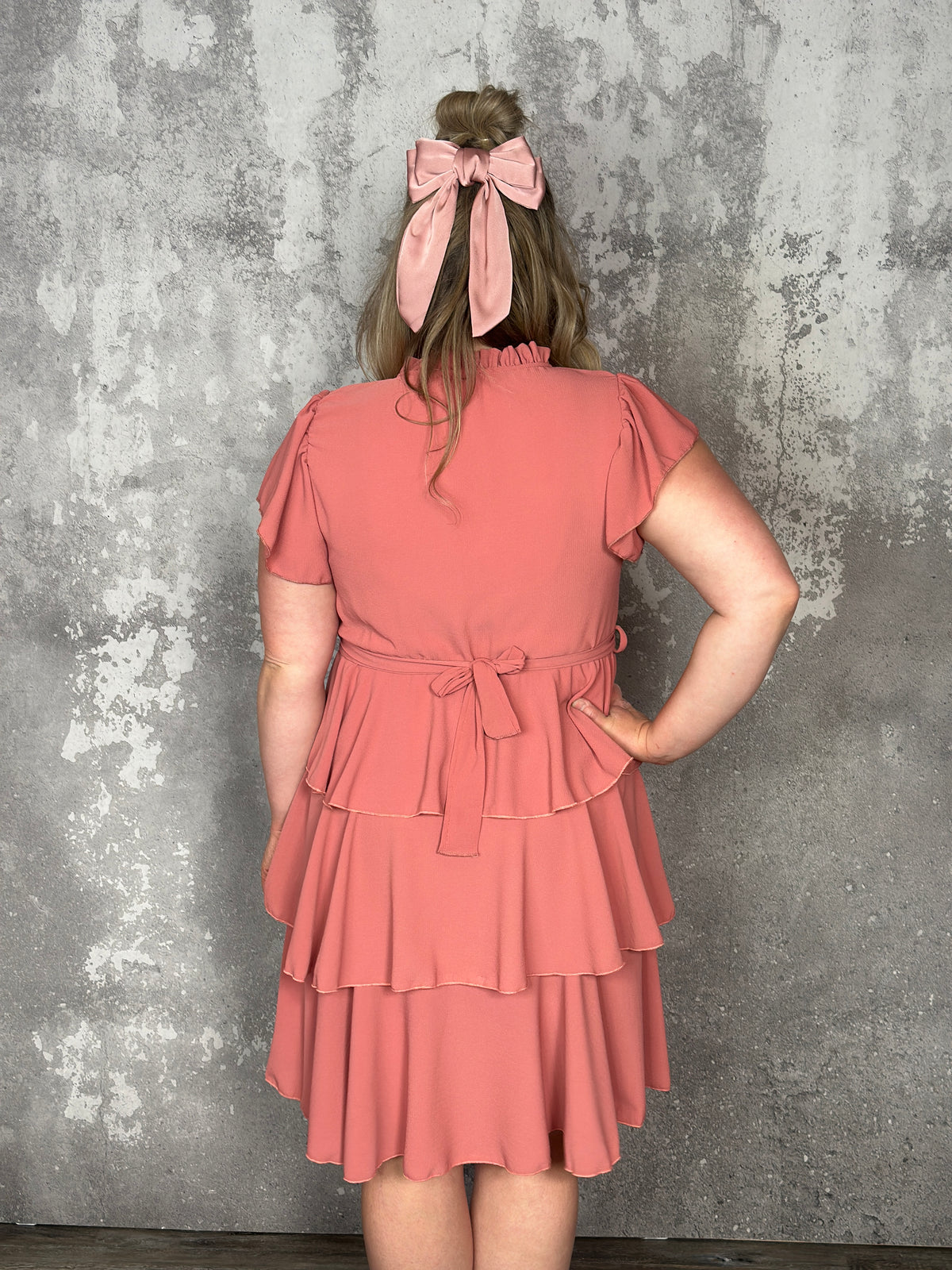 Dark Coral Tiered Ruffle Dress (Small - 3X) - FINAL SALE