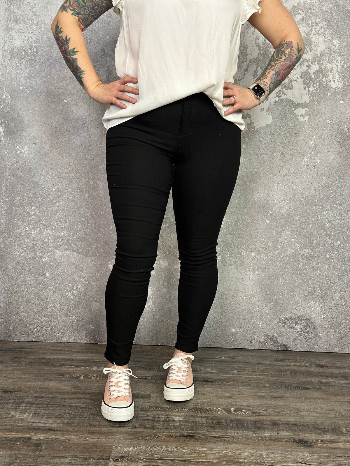 Hyperstretch Skinny Mid rise Pant - Black   (Small - 3X)