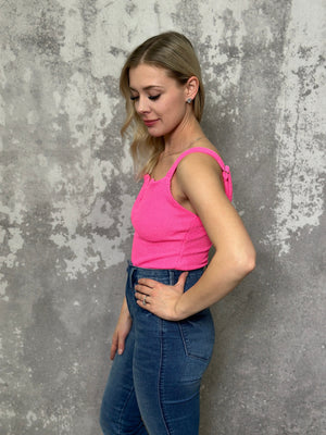 Textured Front Cut Bodysuit - Hot Pink (Small - 3X) FINAL SALE