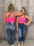 Textured Front Cut Bodysuit - Hot Pink (Small - 3X)