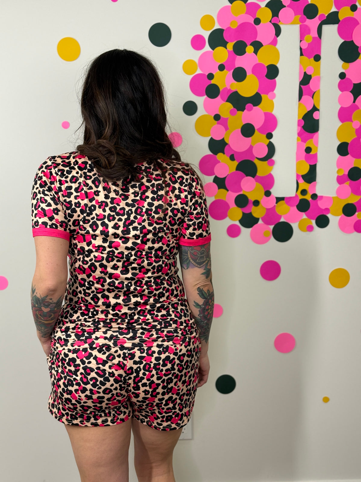 Buttery Shirley Lounge Short Set - Leopard Fuchsia  (S - 3X)