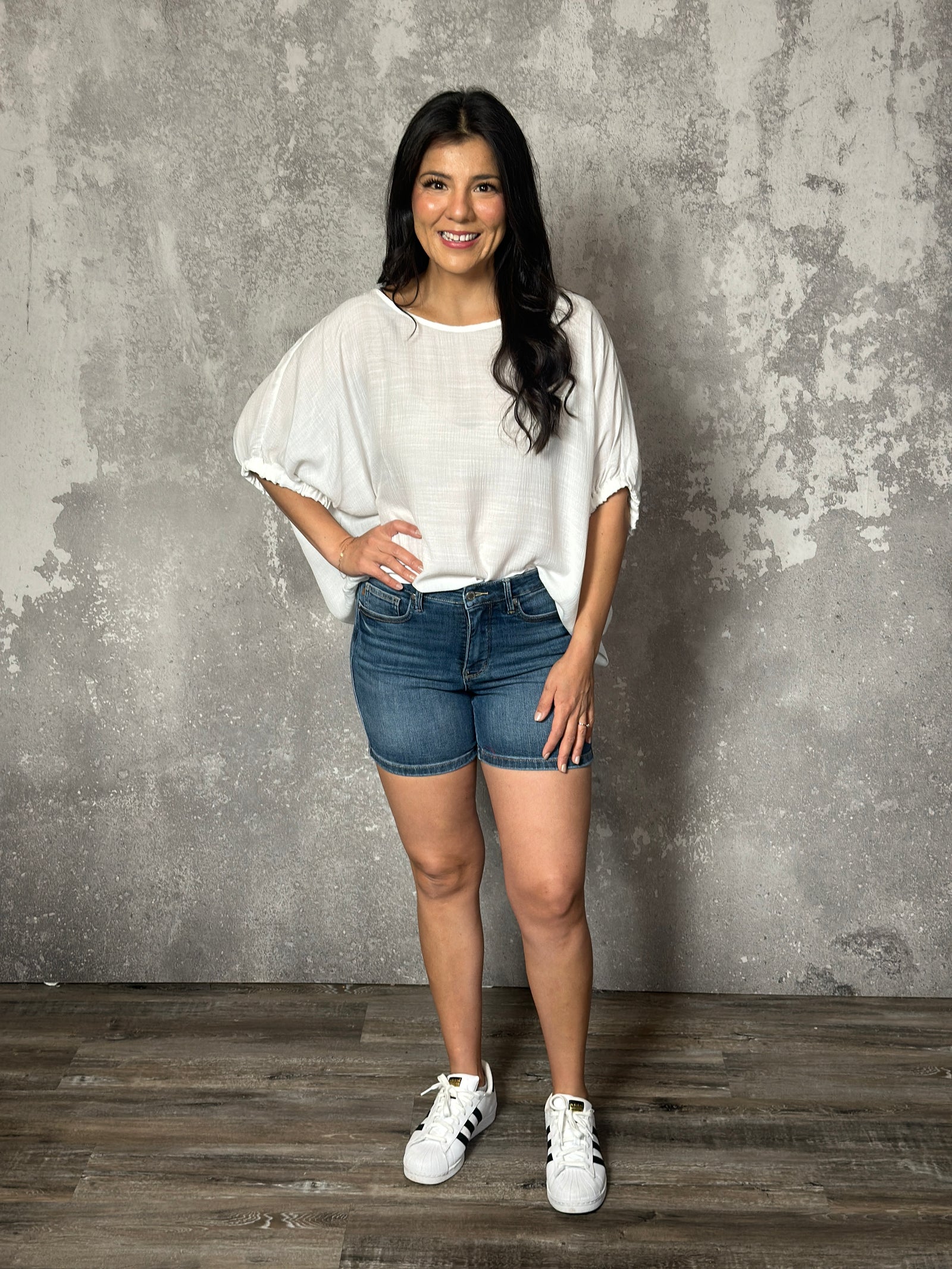 White Dolman Short Sleeve Top (Small - 2X)