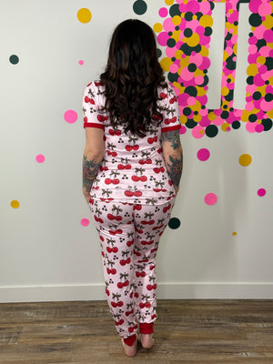 Buttery Shirley Short Sleeve Lounge Sets - Cherry - (Small - 3X)