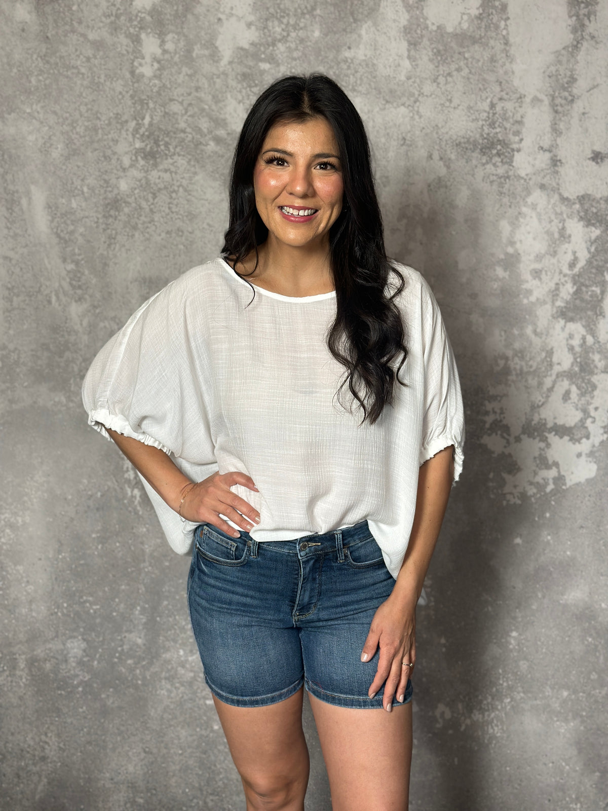 White Dolman Short Sleeve Top (Small - 2X)