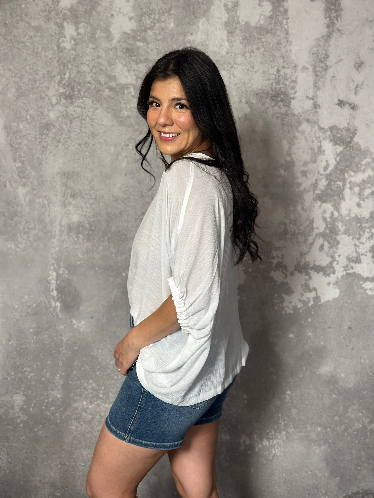 White Dolman Short Sleeve Top (Small - 2X)