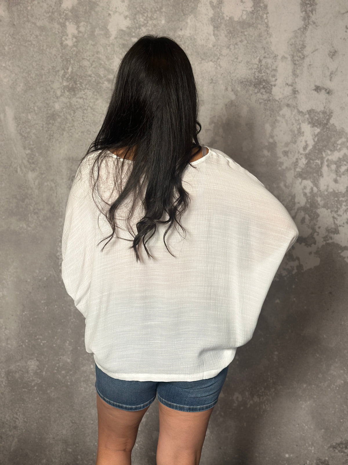 White Dolman Short Sleeve Top (Small - 2X)