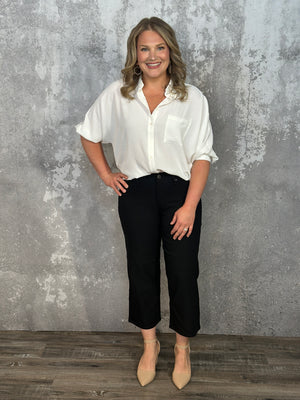 Hyperstretch Wide Leg Relaxed Fit Crop - Black (Small - XL) RESTOCK
