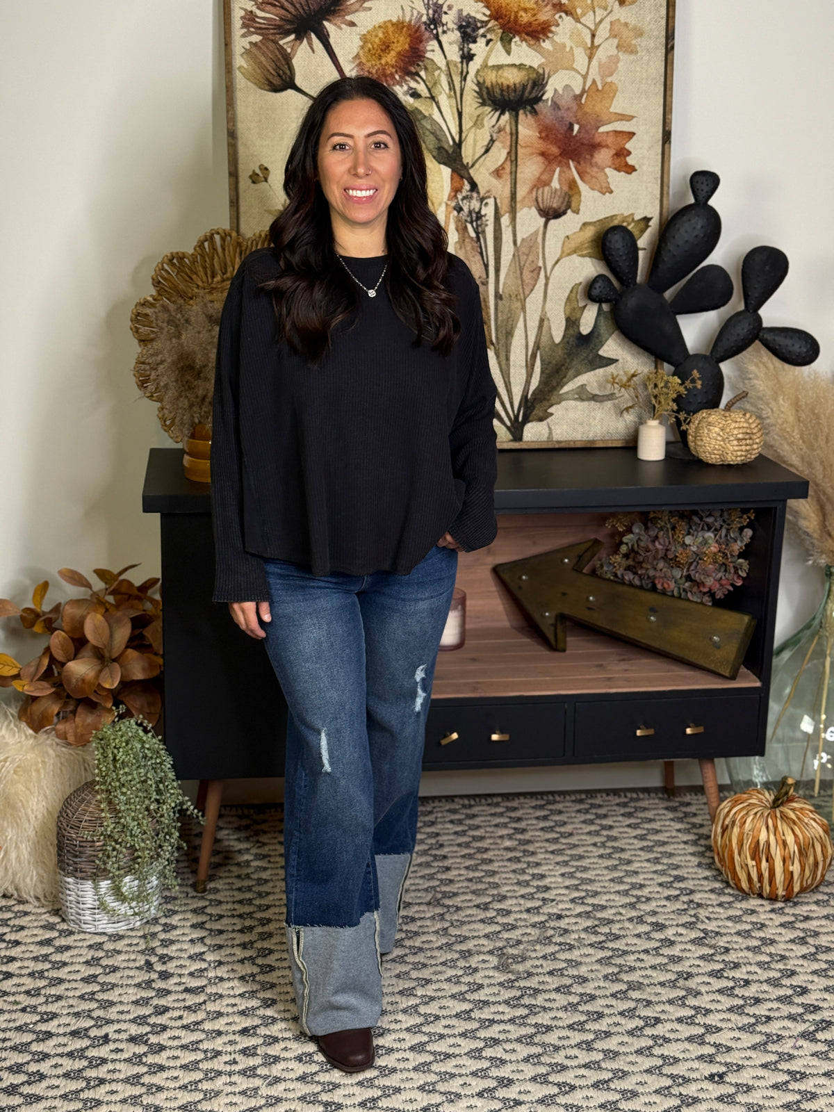 The Waffle Wacey Top - Black
