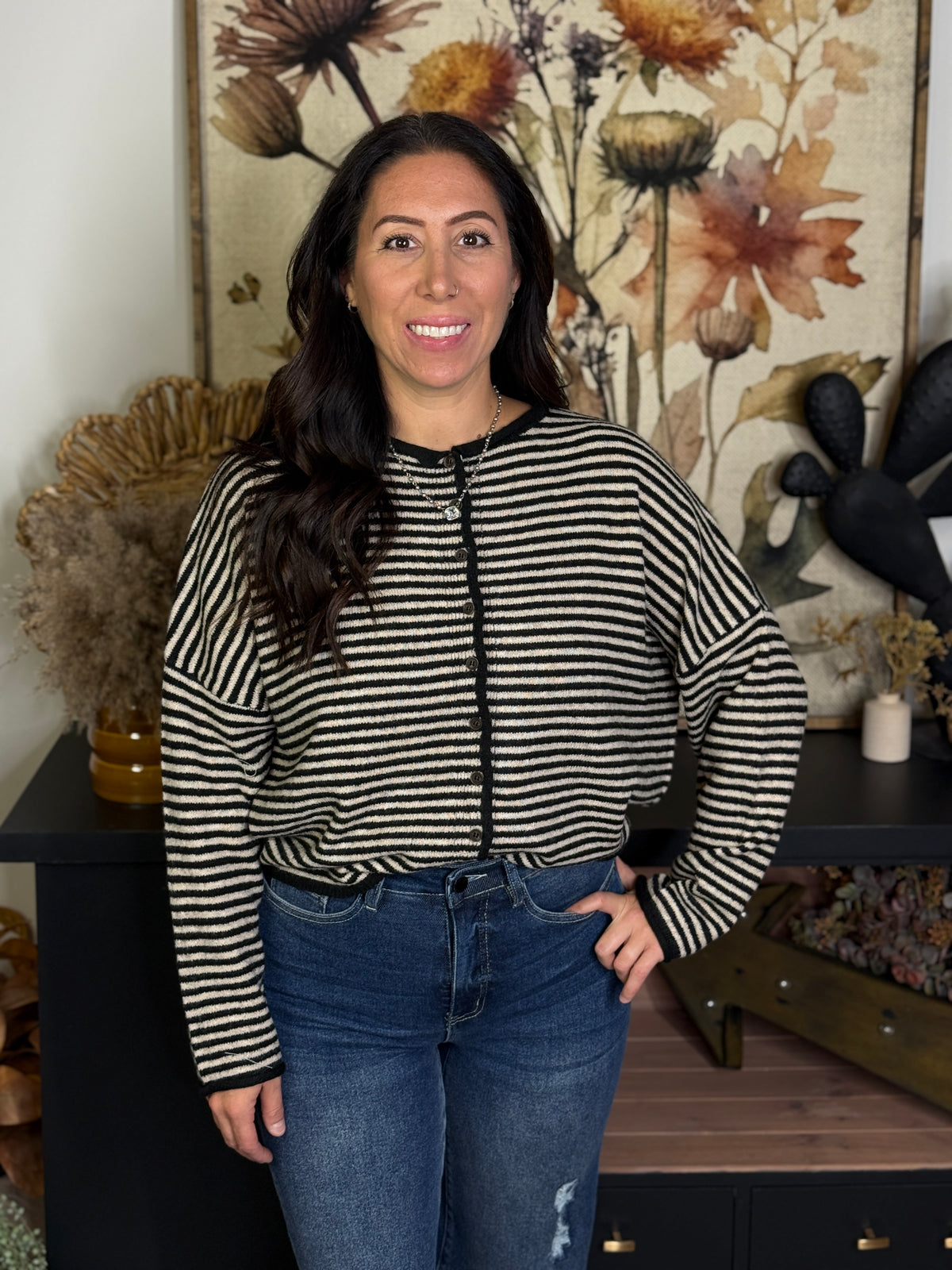 Stripe Button Sweater