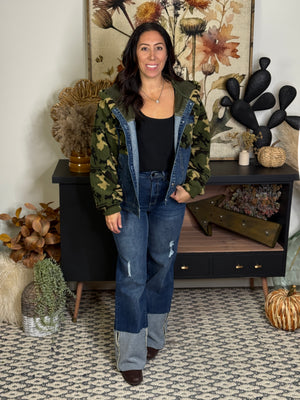 Camo Denim Sherpa Jacket