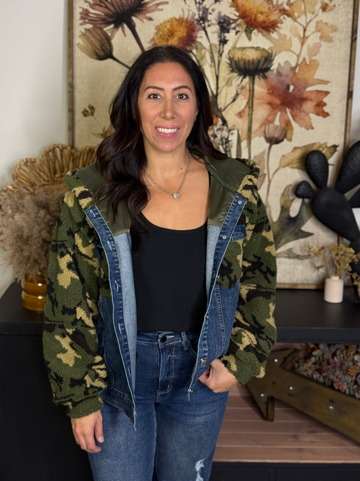 Camo Denim Sherpa Jacket