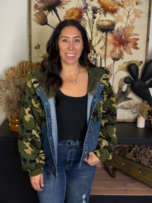 Camo Denim Sherpa Jacket