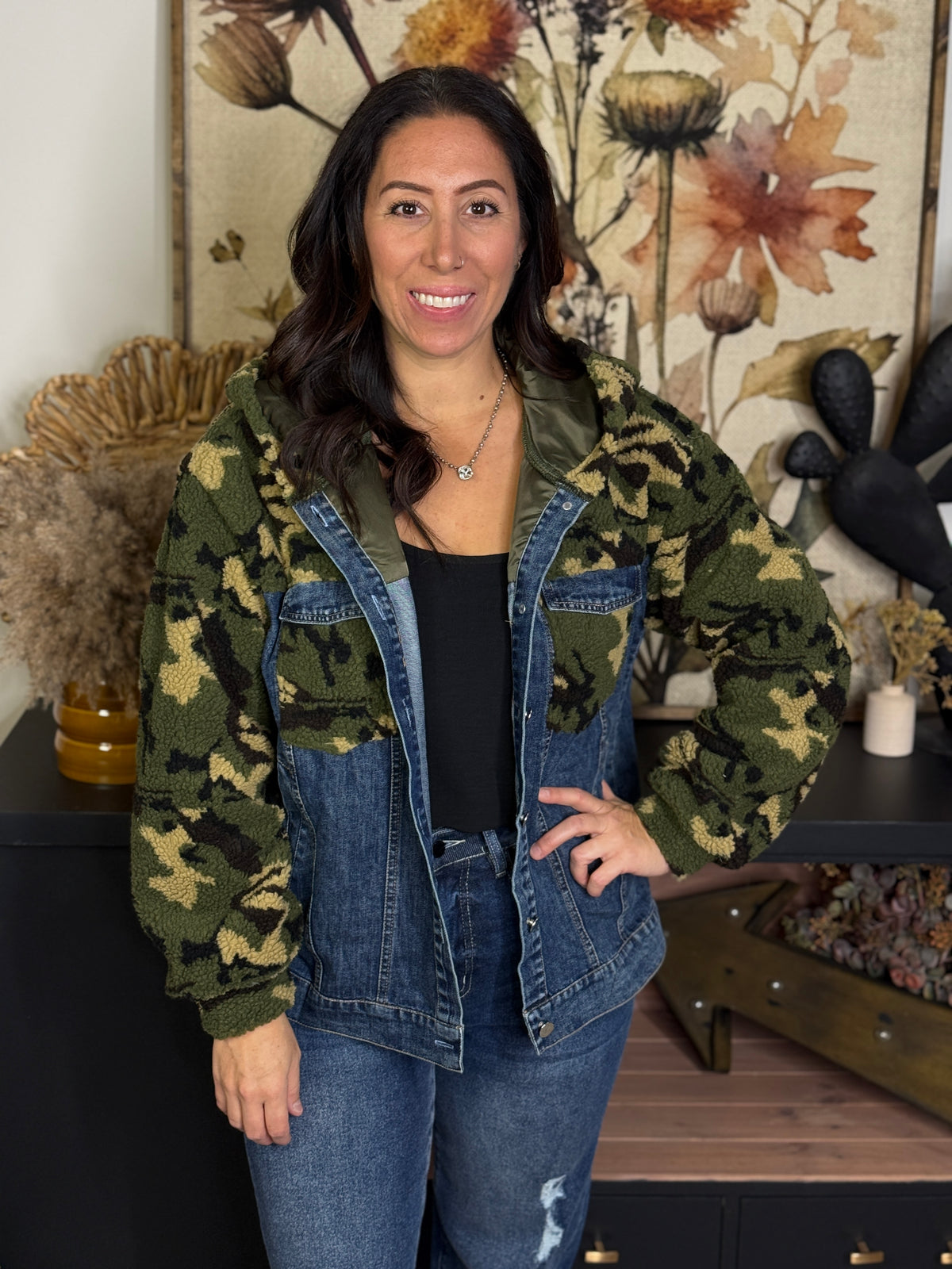 Camo Denim Sherpa Jacket