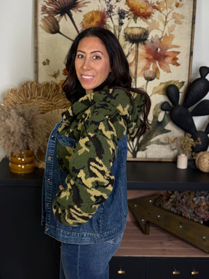 Camo Denim Sherpa Jacket