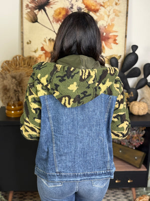 Camo Denim Sherpa Jacket