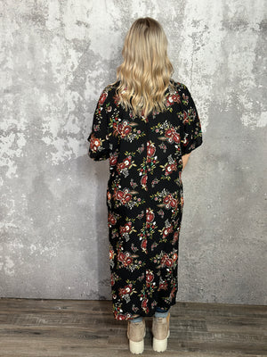 Short Sleeve Fall Floral Duster