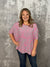 Neon Pink/Grey Dot Short Sleeve Wrinkle Free Top (Small - 3X)