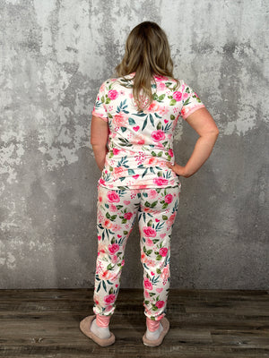 Buttery Shirley Jogger Lounge Set - Watercolor Floral (XS - 3X)