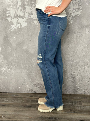 Judy Blue Straight Fit Knee Distressed Jean (sizes 24-24W)