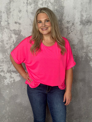 Pink Short Sleeve Wrinkle Free Top  - (Small - 3X)