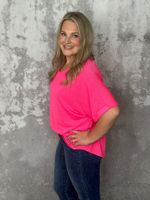 Pink Short Sleeve Wrinkle Free Top  - (Small - 3X)
