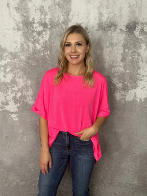 Pink Short Sleeve Wrinkle Free Top  - (Small - 3X)