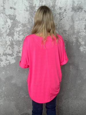 Pink Short Sleeve Wrinkle Free Top  - (Small - 3X)