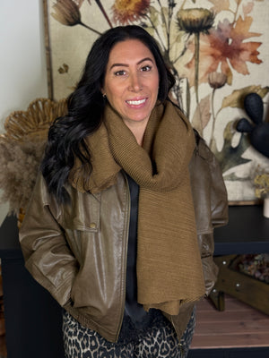 Dark Camel Textured Scarf