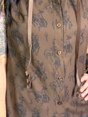 Brown Western Ruffle Tank