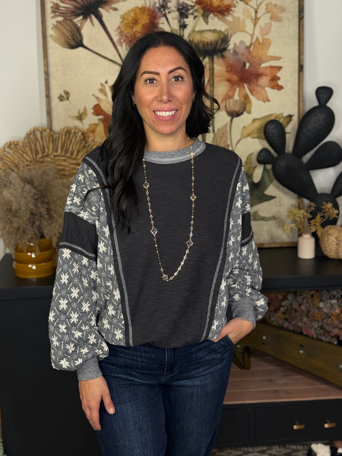 Textured Print Sweatshirt