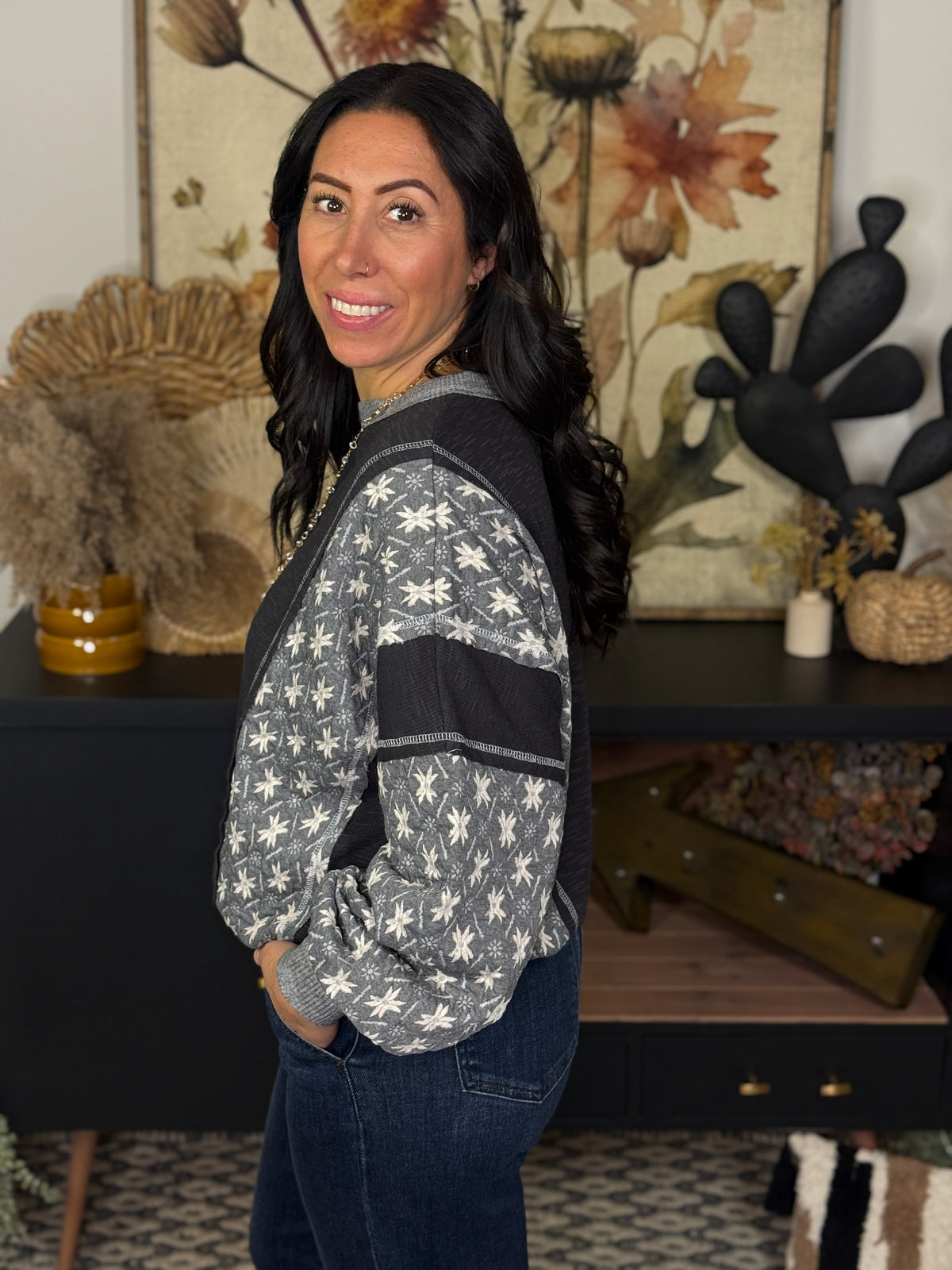 Textured Print Sweatshirt
