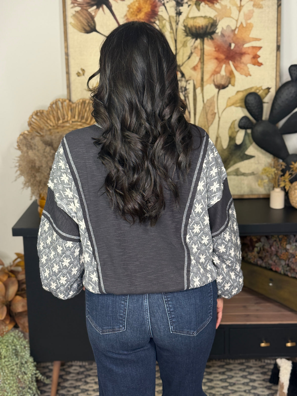 Textured Print Sweatshirt