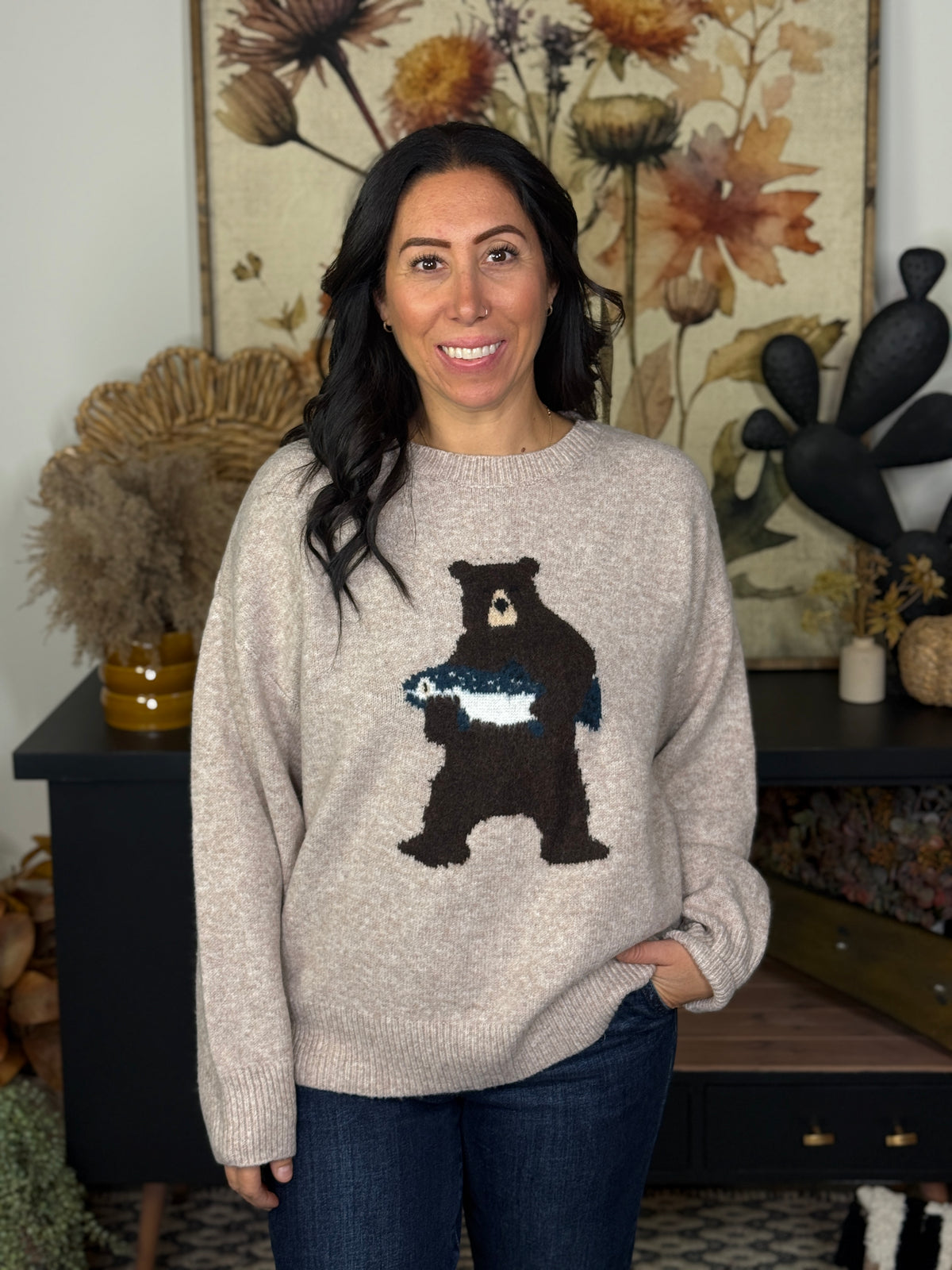 Bear with Fish Character Sweater