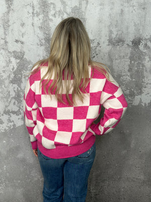 Fuchsia Checker Sweater