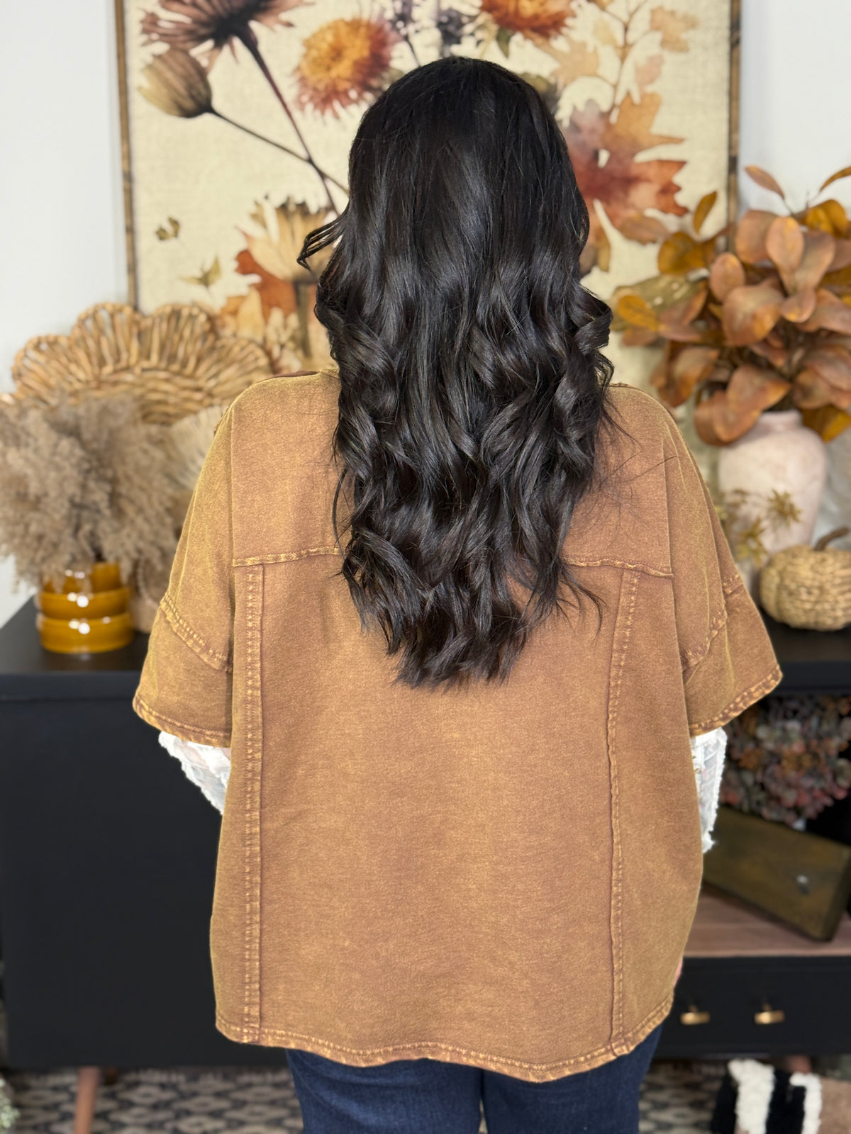 Peace Built in Lace Sleeve Top (Small - 3X)