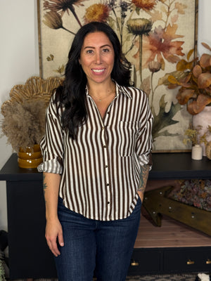 Stripe Button Up Blouse
