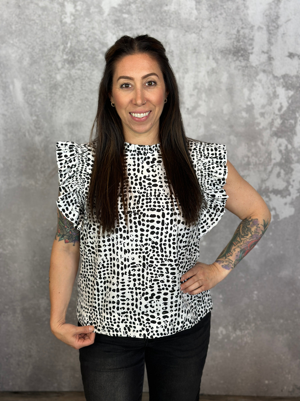 Rebecca Sleeve Dot Blouse (Small - 2X)