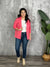 Ruched 3/4 Sleeve Sally Blazer - Coral  (Small - 3X)
