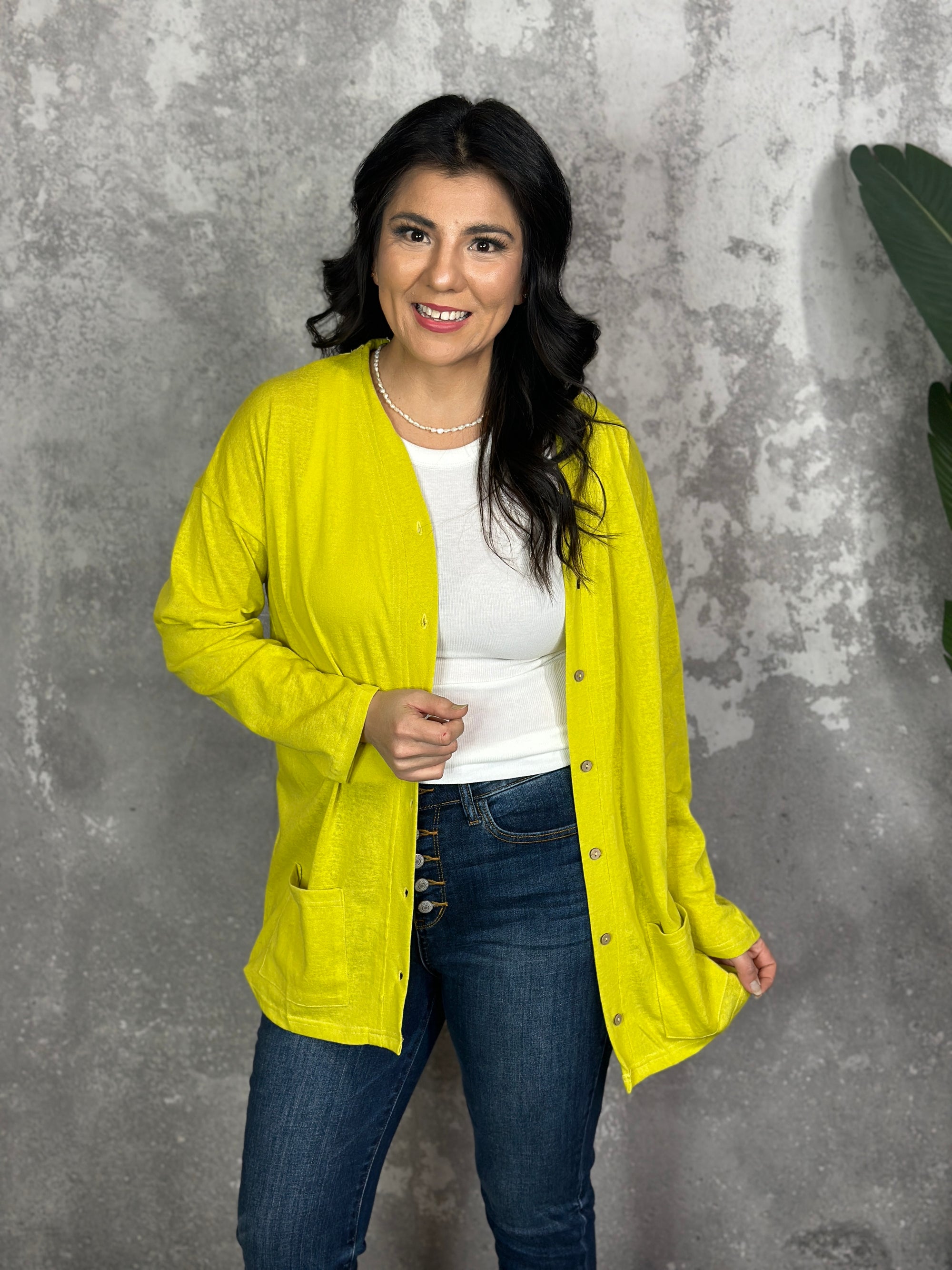 Button Cardigan - Chartreuse - BIRTHDAY DEAL - FINAL SALE