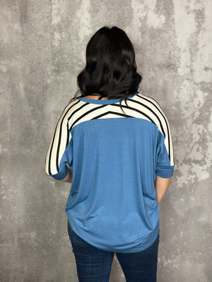 Stripe Shirt Top - Blue  - BIRTHDAY DEAL - FINAL SALE