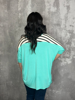 Stripe Shirt Top - Mint  - BIRTHDAY DEAL - FINAL SALE