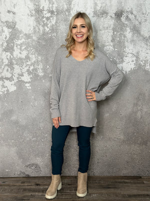 The Dreamers Vneck Sweater - Heather Grey