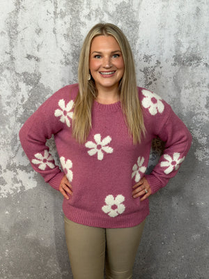 Flower Power Sweater - Berry