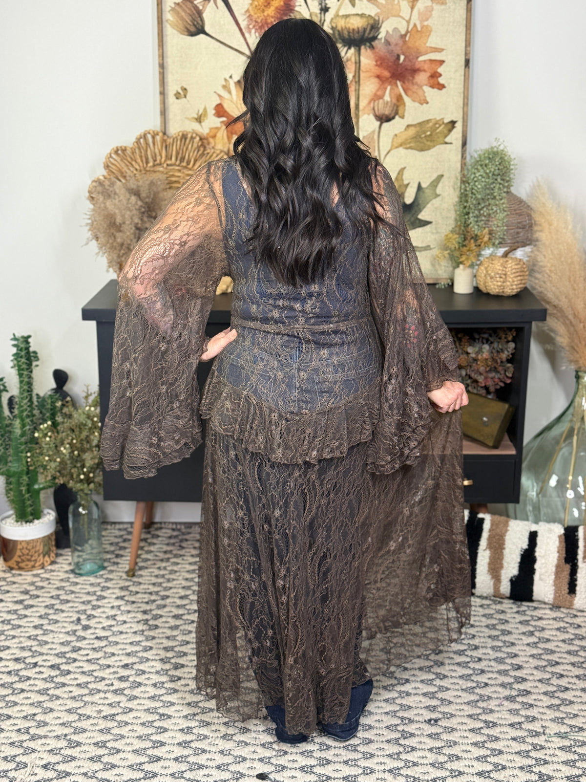Brown Lace Duster  (XS - 3X)