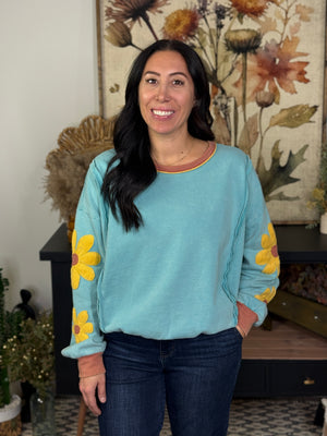 Flower Sleeve Sweatshirt