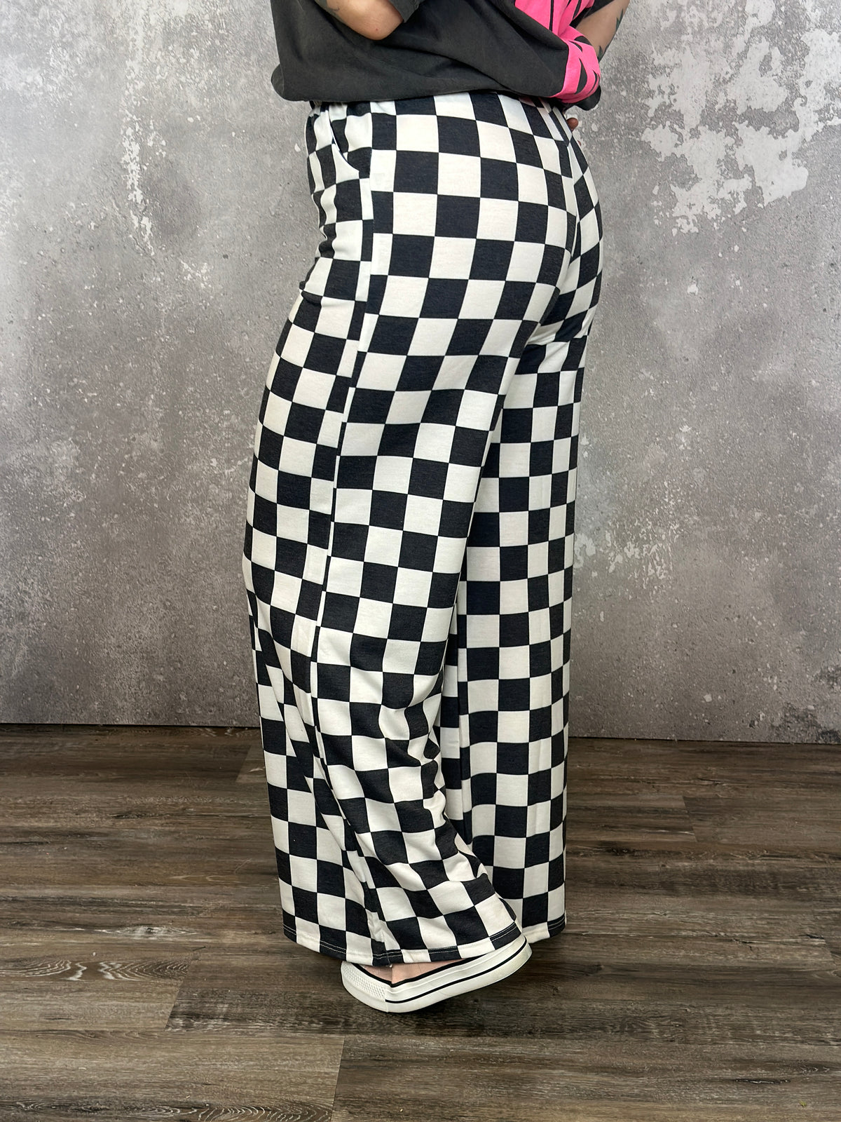 Charcoal Checker Straight Leg Pants