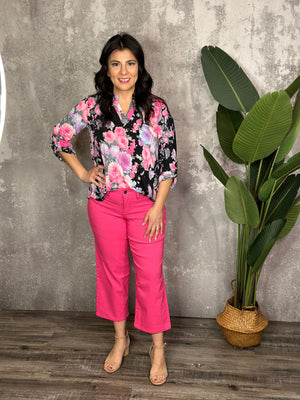 Hyperstretch Wide Leg Relaxed Fit Crop - Pink(Small - XL)