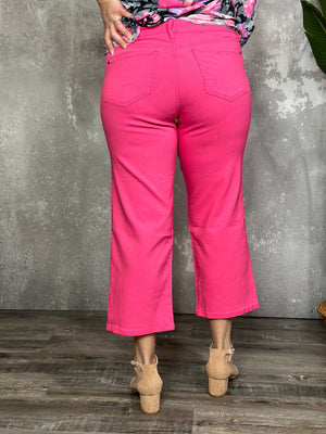 Hyperstretch Wide Leg Relaxed Fit Crop - Pink(Small - XL)